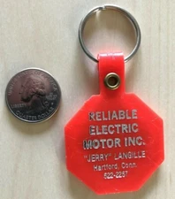 Reliable Electric Motor Hartford Connecticut Red Stop Sign Keychain Key Ring