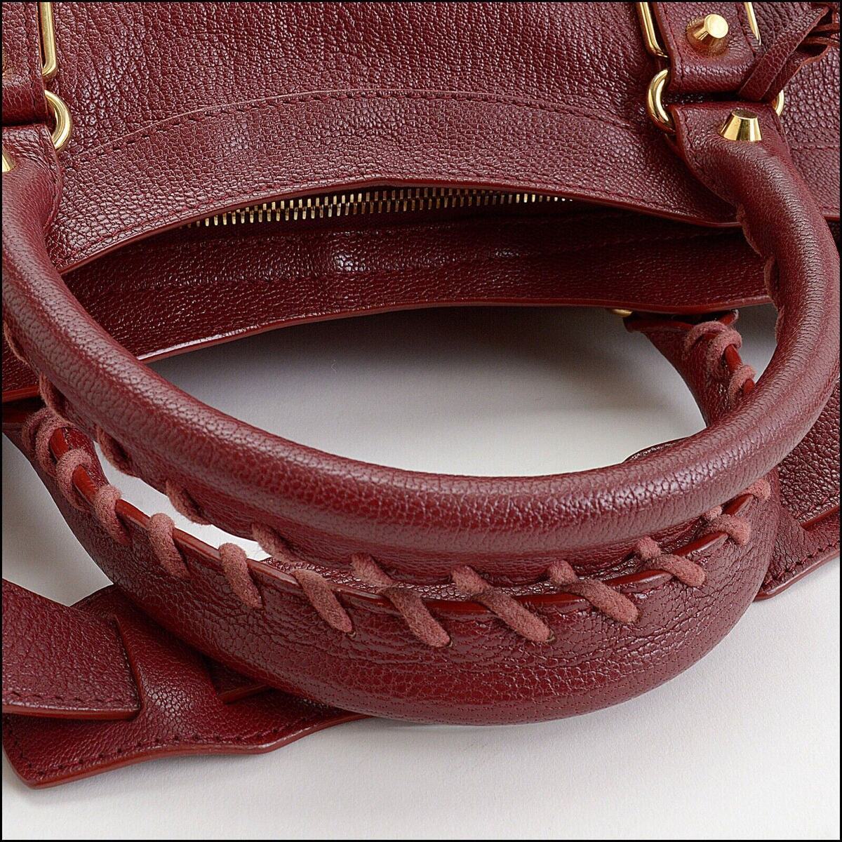 RDC13557 Authentic BALENCIAGA Red Hamilton Chevre Metallic RDC13557 Authentic BALENCIAGA Red Hamilton Chevre Metallic