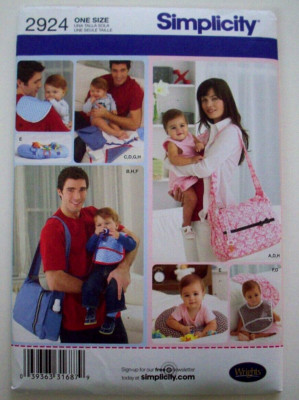 His Hers Baby diaper bag bib changing pad tummy pillow pattern 2924 UNCUT