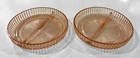 (2) Anchor Hocking QUEEN MARY Pink Depression Glass 7" Ribbed Divided Dishes