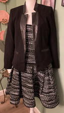 NWT Milly 2 Pc Dress Tweed Blazer Set Wool Le...