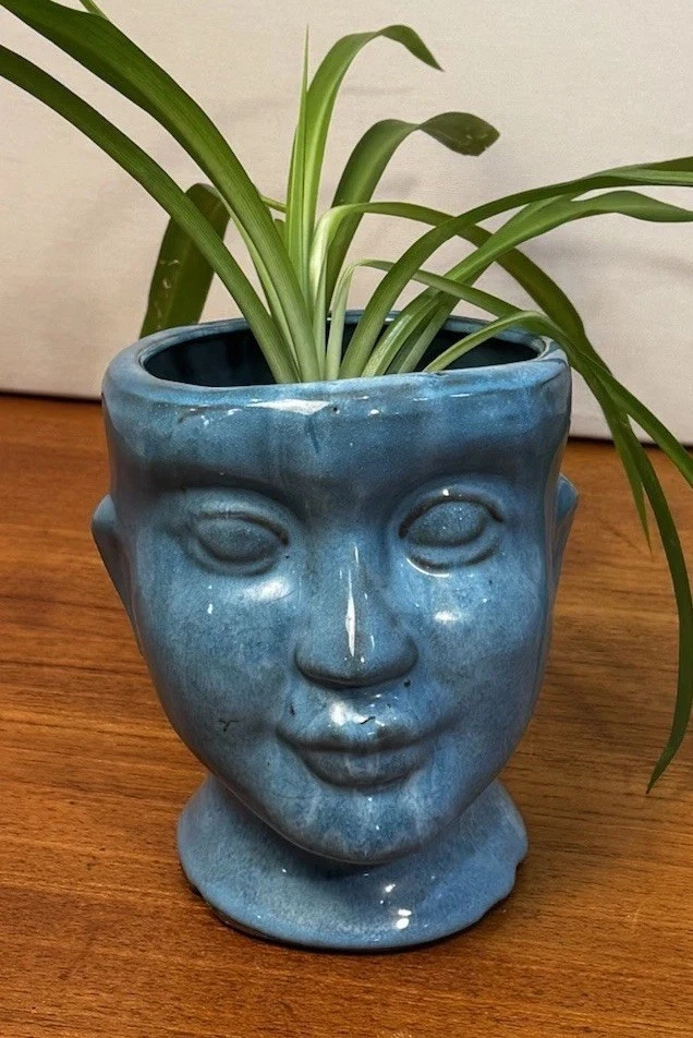 蓝色古董原始陶瓷花盆| eBay