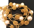 Vtg Necklace SIGNED TRIFARI Faux Pearl Gold tone Chain Jewelry lot v
