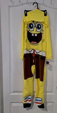 Kids NWT SpongeBob One Piece Zip Pajama, Size 8 Play Costume Sleep Yellow
