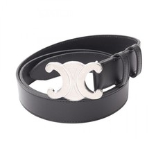 CELINE Triomphe Large 30mm belt 45BIE3AJG38SI90 leather Black NEW unisex 90cm