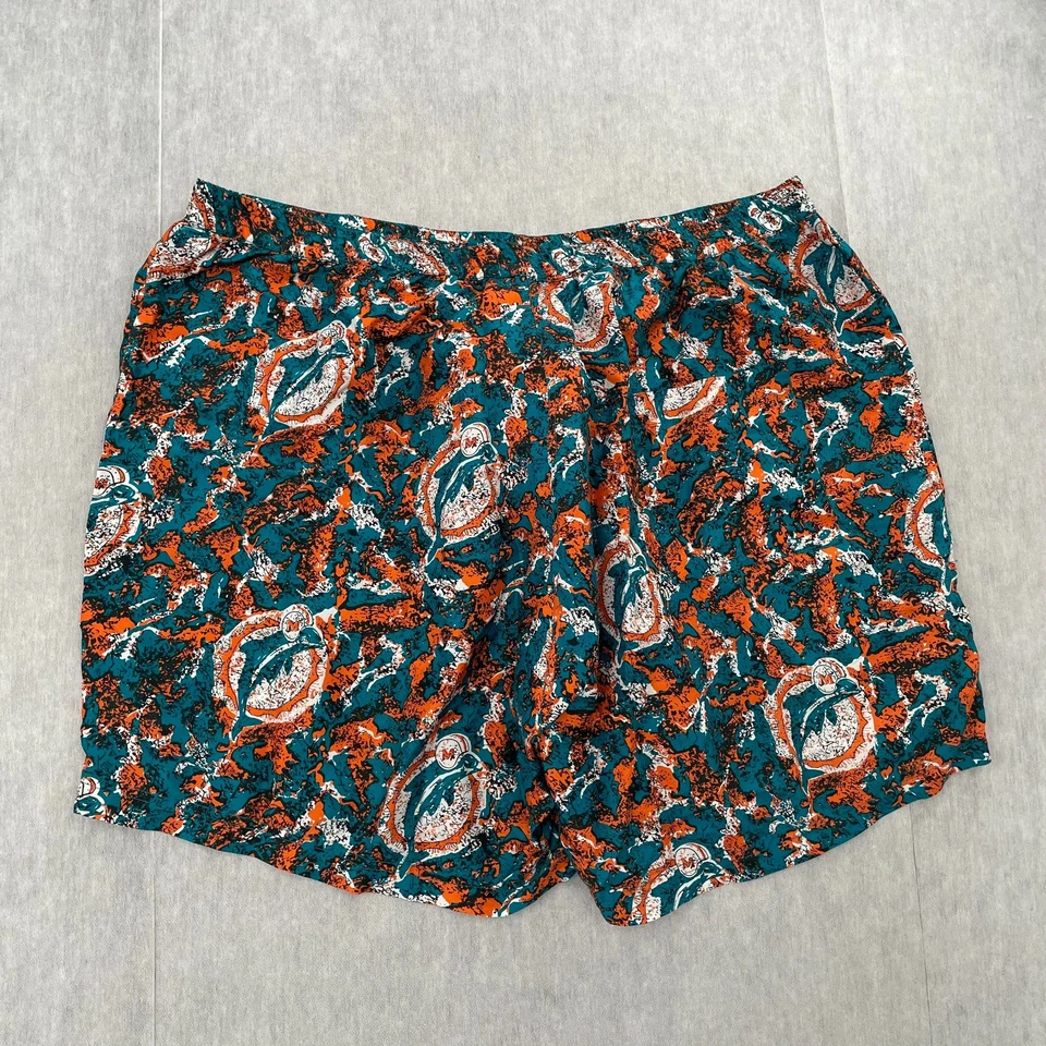 Pantalones Cortos DE COLECCIÓN Miami Dolphins Adulto XL Equipo de Seda NFL Fútbol Salón Bolsillo Años 90 Foto 2 de 4
