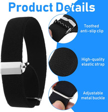 Black Arm Garters for Men 2 PCS Mens Sleeve Garters for Shirts Stretchy Adjus...
