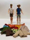 2 Mattel Ken Dolls 2015 And 2005 With Vintage Clothing & Sleeping Bag