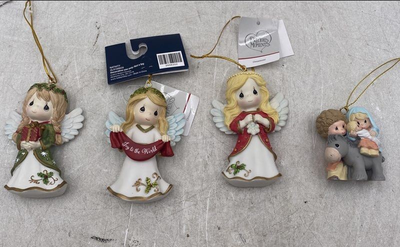 Precious Moments Angel Nativity Figurines Holiday Christmas Ornaments Lot Of 4