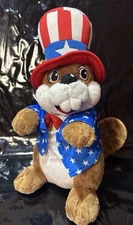 BUC CEES  Beaver Patriotic Plush 4th Of July Uncle Sam  Stuffed Toy EUC 14” USA