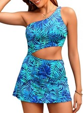 DACI Swim Dress Size {Med} One Shoulder/Cutout/Skirted/Built-in Bikini Bottom