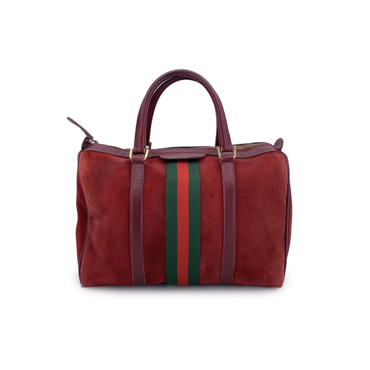 Boston Gucci Handtasche aus bordeauxfarbenem Wildleder mit