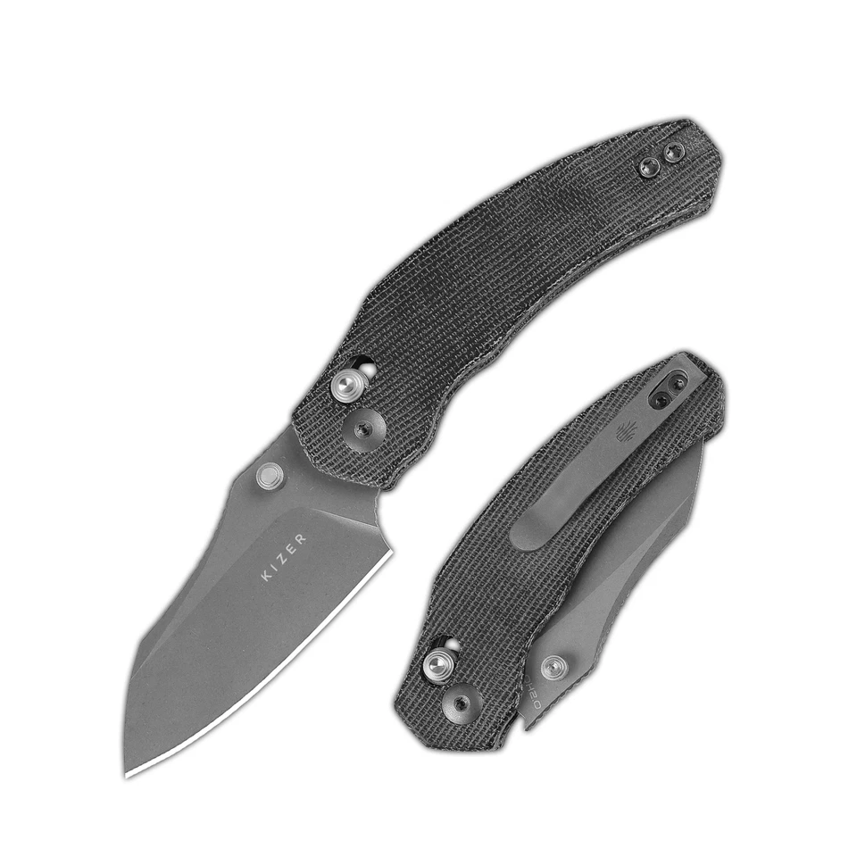 Kizer Mini Bulldog Folding Pocket Knife Nitro-V Blade Micarta Handle V3672SA2