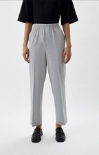 Uniqlo Ultra Light Grey Wide Leg Straight Pull On Pants Office Tailored Comfort