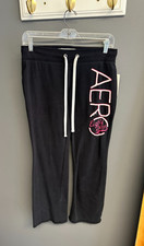 Vintage Y2K Aeropostale Womens Sweatpants Black Small Millennial Low Rise Aero