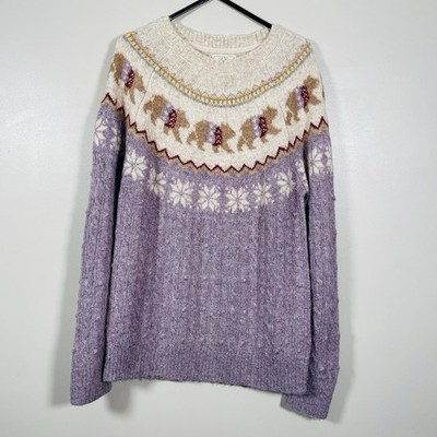 Fat Face Fair Isle Pullover Damen Größe 12 Bobbi Bear Flieder Alpaka Nordic