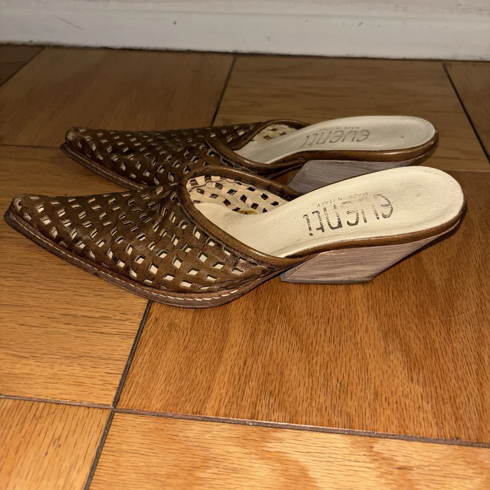 Vero Cuoio Euenti Woven Leather Mules Pointed Toe Slides Italy Brown EU 36 - Image 4 of 4