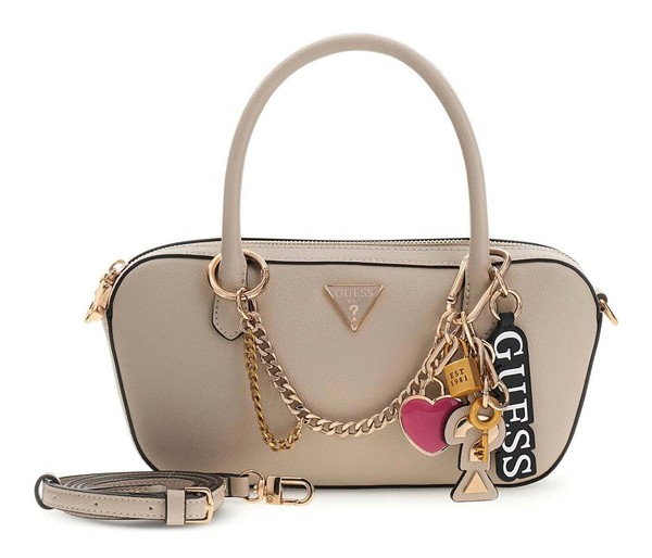 Guess Davina Satchel S Handtasche UmhäNgetasche Tasche Light Taupe Beige Neu-image