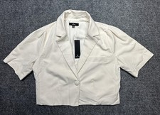 Lulus Blazer Womens Small Beige Cropped Short Sleeve One Button Lined Jacket