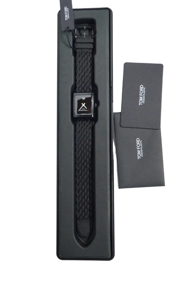 Novo na caixa Tom Ford "No. 004" Ocean Plastic relógio esportivo preto 25mm autenticidade suíça - Imagem 2 de 4