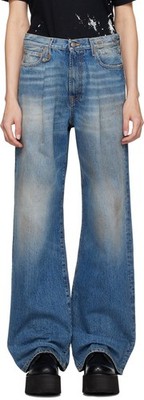 NWT ~ R13 Damon Plated Wide Leg Jeans in Turner Blue Size 26