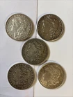 5 Silver Morgan Coins 1883-1921 90 Percent Silver  Dollars Mixed Dates Lot