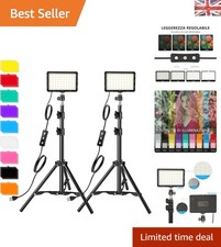 Adjustable Brightness LED Studio Light Kit with 18 Color Filters for Content