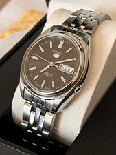 Seiko 5 7S26 01V0 Rare Brown Dial Day Date Automatic Watch Vintage 37MM 21 Jewel
