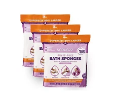 SCRUBZZ Rinse Free 60pc Super Size Single Use Bath Sponge Lavender