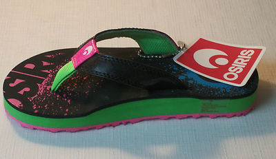 Girl's Osiris O'Paint Splatter Thong Sandals   Color: Black-Multi   Size: 13