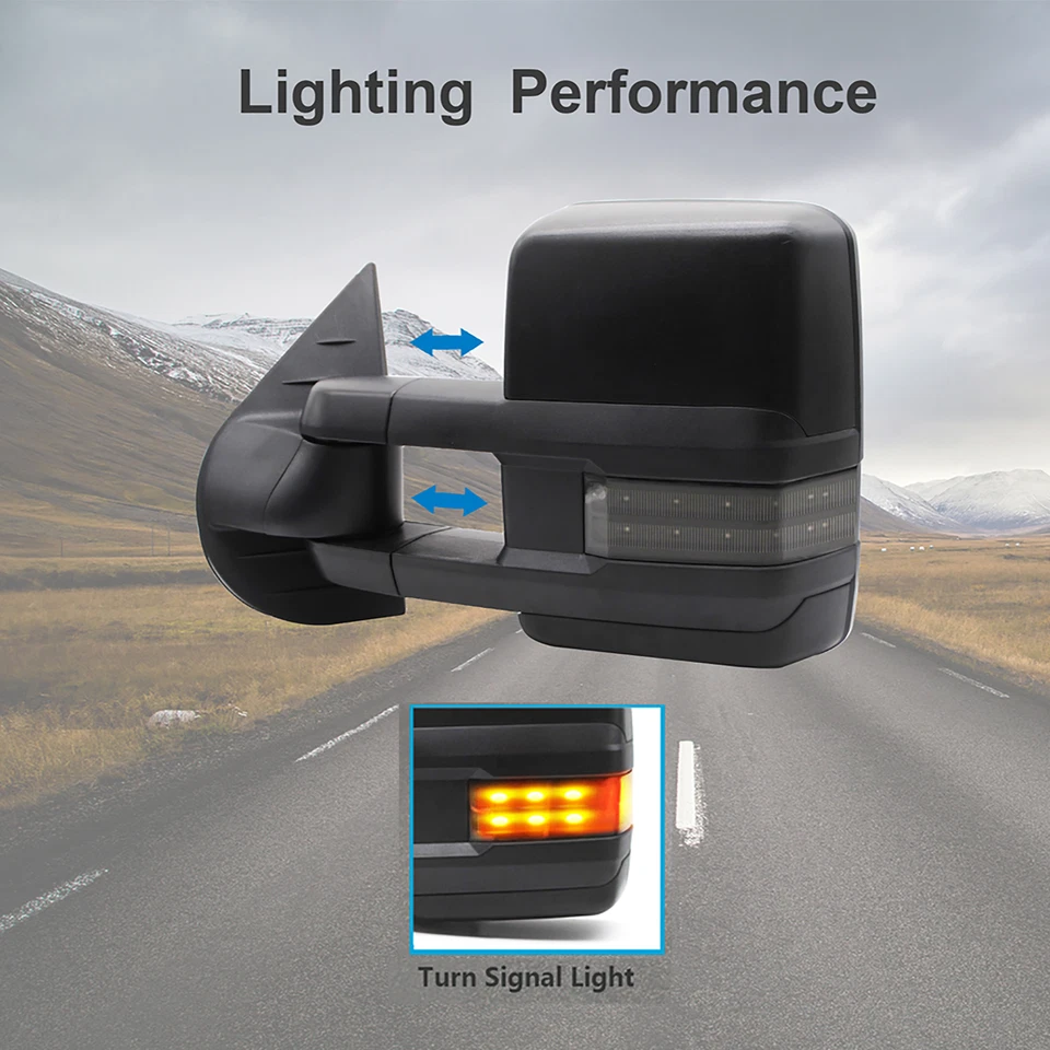 Espejos retrovisores de remolque ajuste manual para Chevy Silverado 1500 2500 3500 2007-2013 Foto 3 de 4