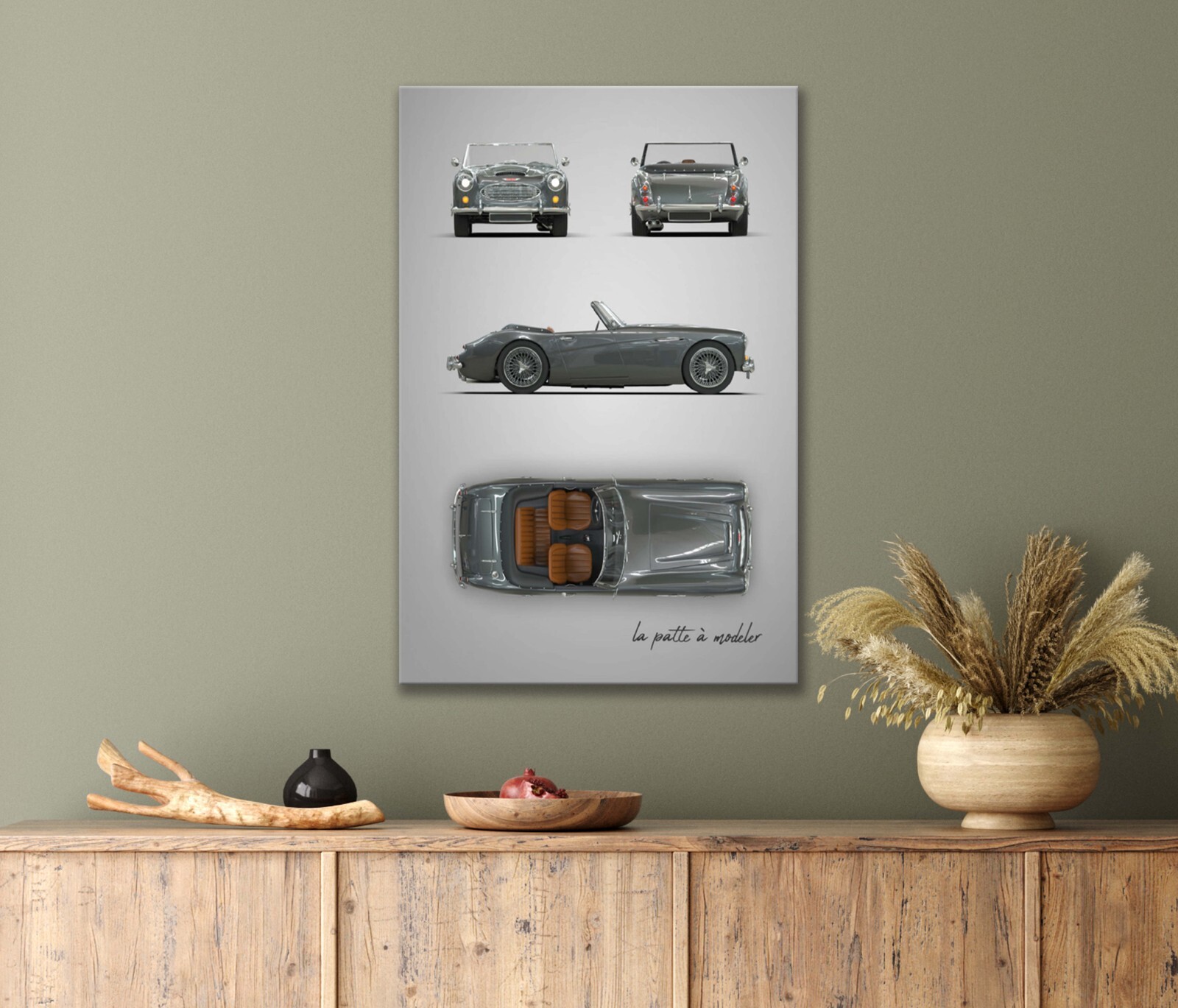 Luxurious Sleek Vintage Car Design Angles 40x60cm Canvas or Metal Print Wall Art