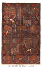 4x6' Animal Motif Afghan Handmade Wool Pictorial Rug # SH1359