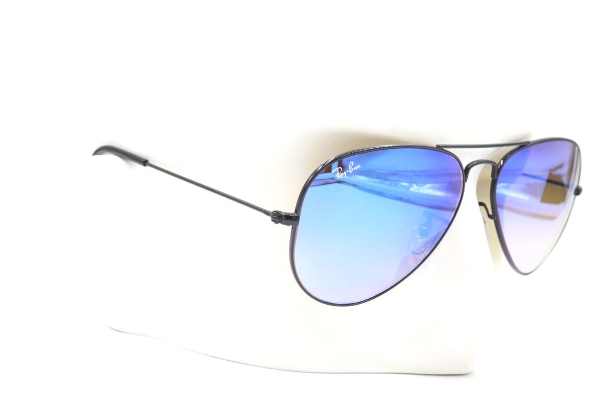 Ray-Ban Aviator Black Metal Brown Mirror Blue Sunglasses RB3025