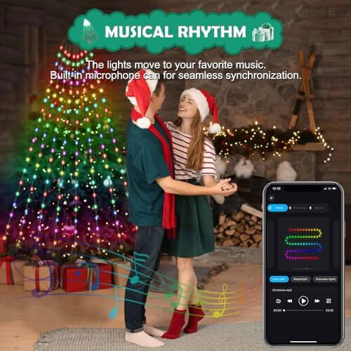 Christmas Tree String Lights with Ring Smart APP Control, 160 LED Music