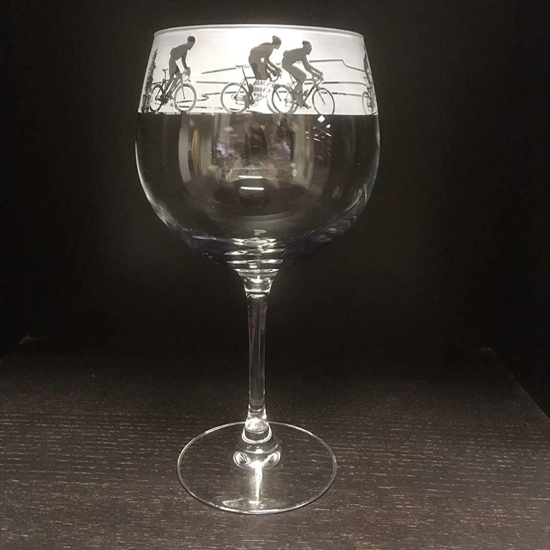 Animo Glass Cycling Engraved Gin Balloon Large Copa Glass Glassware Gift Box