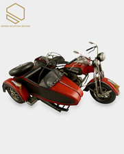 Moto con Sidecar modello in metallo rosso