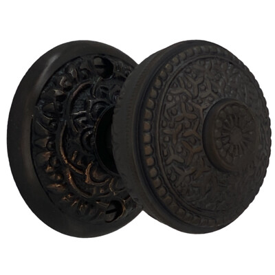 Floral Round Rosette DUMMY Set in Oil Rubbed Bronze Door