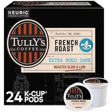 Tully's Coffee French Roast, Single-Serve Keurig K-Cup 24 Count Pack of 1 