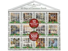 Thomas Kinkade 12 Days Of Christmas Mini Puzzles & Tins Makes 500 Piece Puzzle