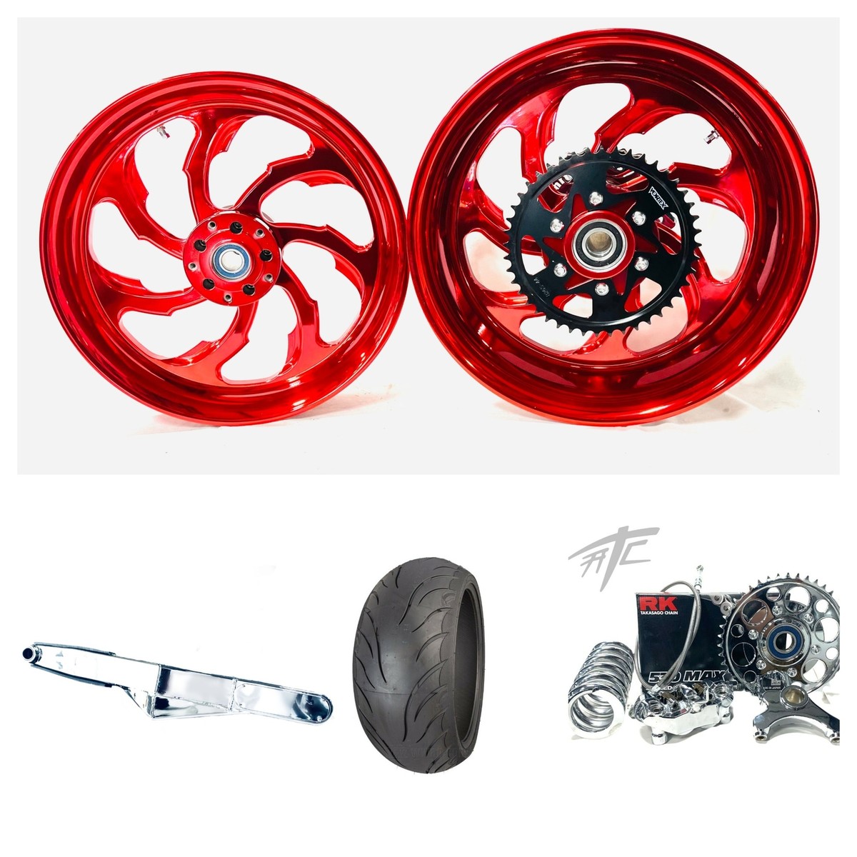 小物 cherry 330 FATTIRE KIT CANDY RED SAMURAI WHEEL CHROME ARM 12-22