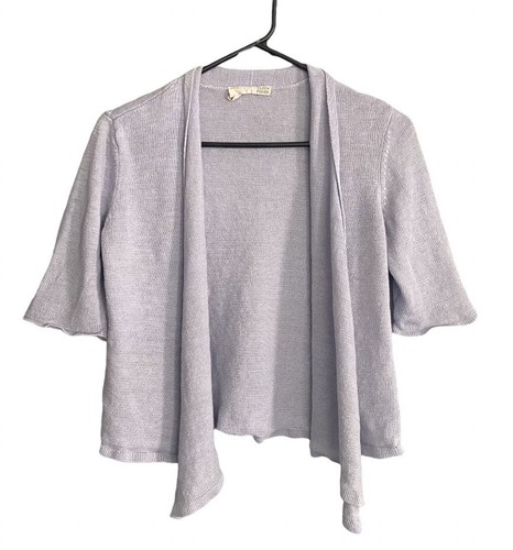 Eileen Fisher Powder Blue 1/2 Sleeve Linen Shrug Cardigan Sweater Waterfall  P.S | eBay