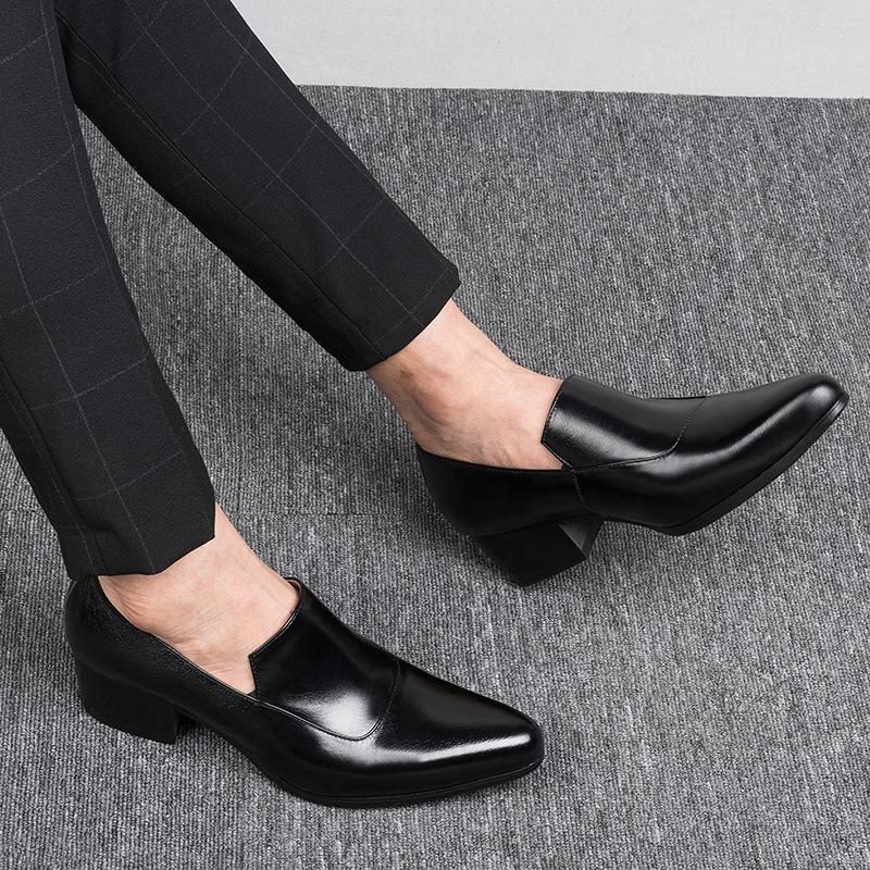 SAOLA Scarpe da sposa uomo inglesi a punta tacco a blocco 5 cm business slip on nuove