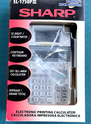 NEW!! SHARP EL-1750P III Electronic 2 Color 12 Digit Calculator Calendar Clock