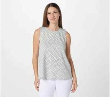 Denim  Co. Printed Jersey Round-Neck Swing Tank-Sage-XL-NEW-A396669