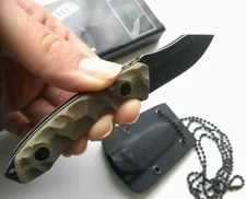 Mini Conceal Carry Fixed Blade Neck Boot Knife Kydex Sheath G10 Small EDC Mini