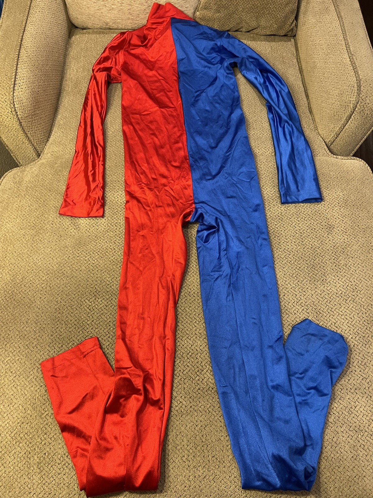 Mens Zentai Shiny Blue Red Spandex Skinsuit Bodysuit … Gem