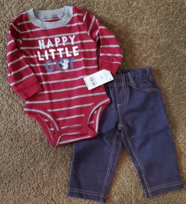 Baby Boys Carter's HAPPY LITTLE GUY Bodysuit & Pants Size 3 6 9  months NWT
