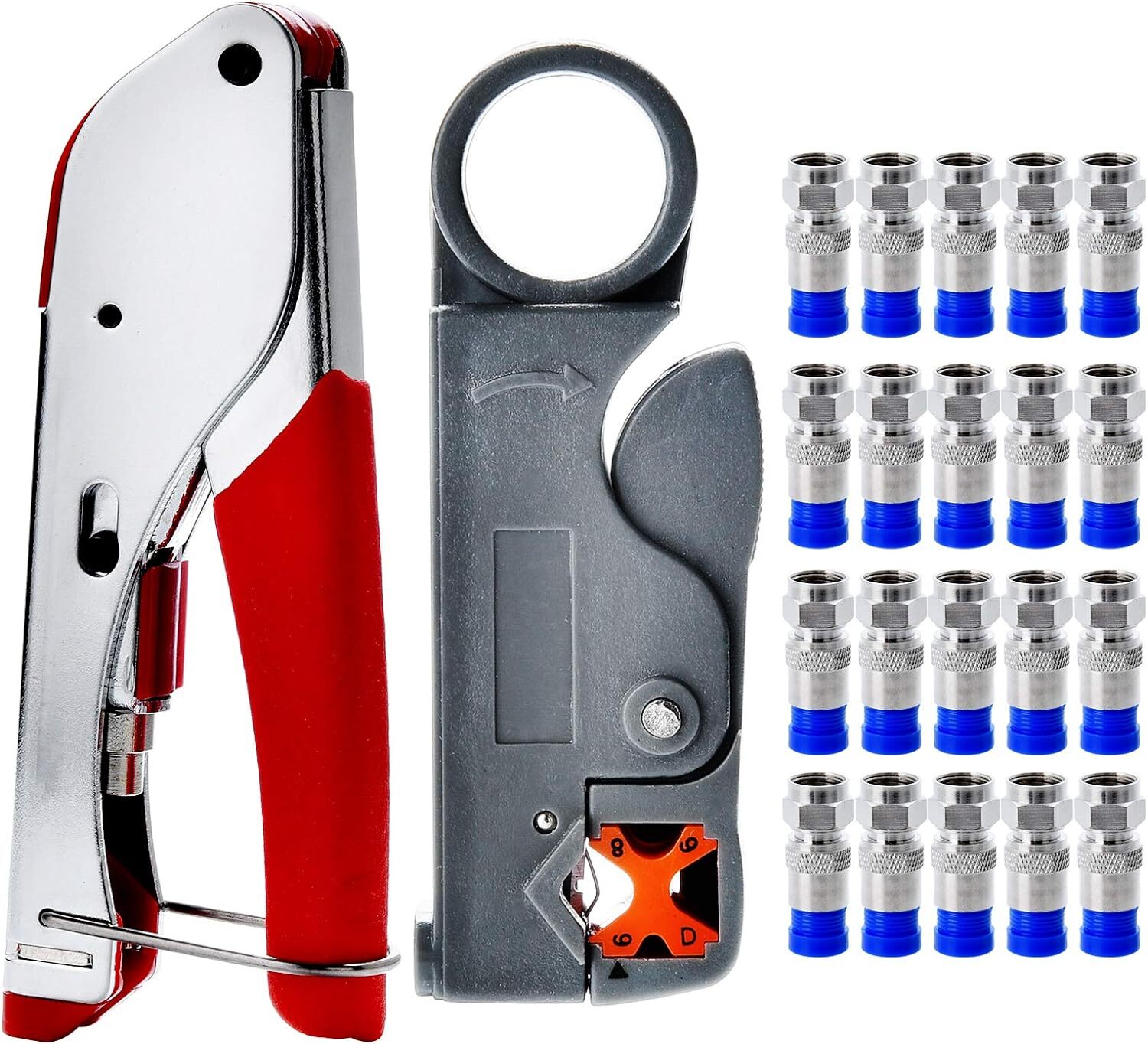 Thumbnail - Kompressionszange F Stecker Set - Abisolierwerkzeug Sat Kabel F