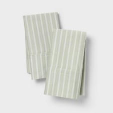 400 Thread Count Performance Pillowcase Green Stripe Standard